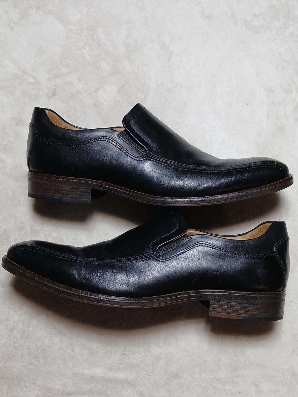 Johnston & Murphy Black Leather Slip-On Dress Loafers Size 12 M